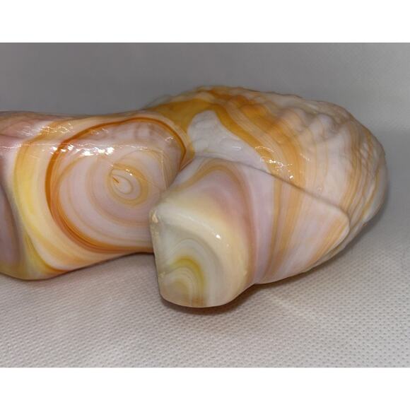 Vintage Kanawha Hand Crafted Cabbage Rose Orange Slag Glass Shoe 6" EC - Picture 12 of 14